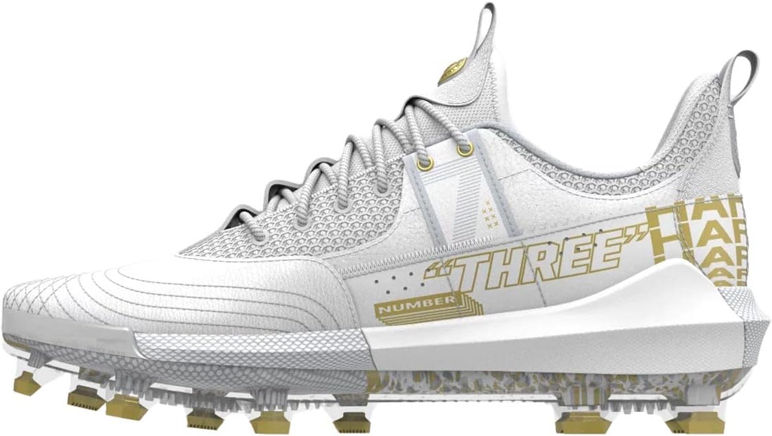 Бейсбольные бутсы Under Armour Harper 7 Low Elite TPU мужские, White-Mod Gray — фото 3