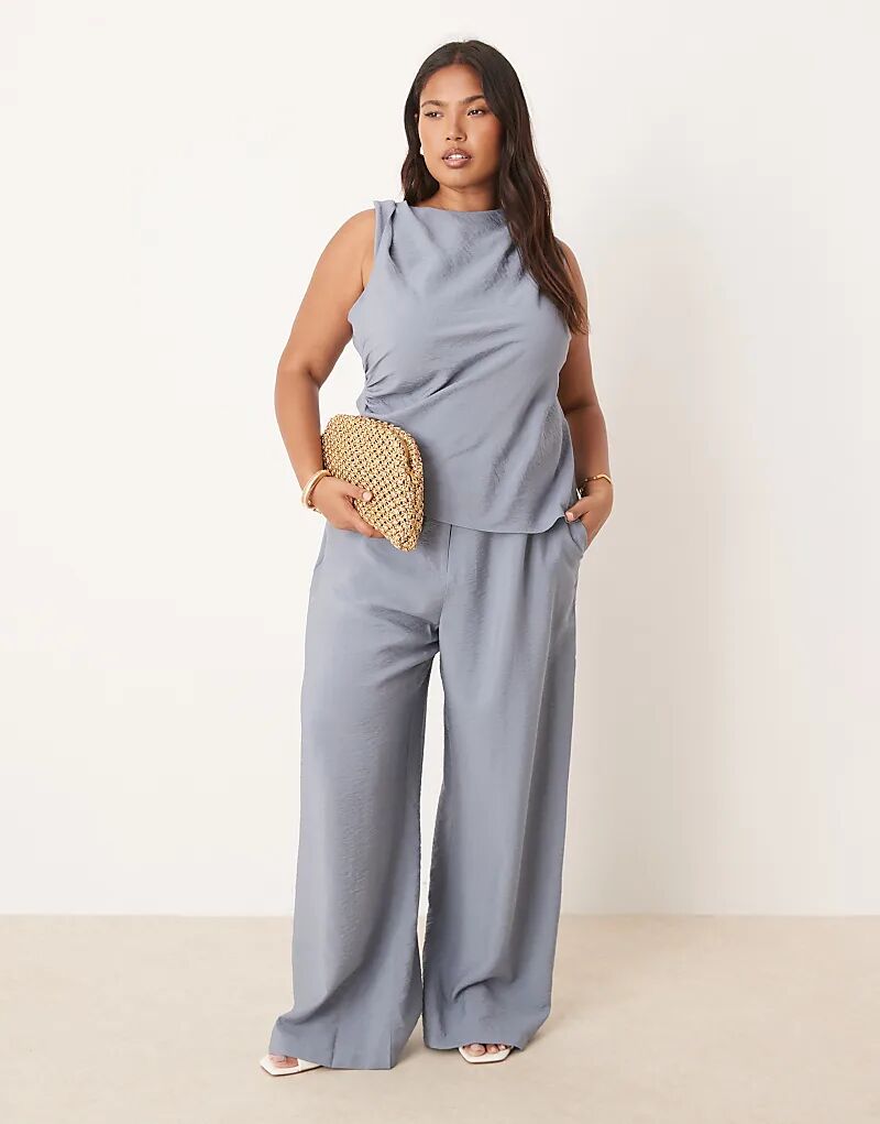

Свободные брюки прямого кроя ASOS DESIGN Curve синего цвета