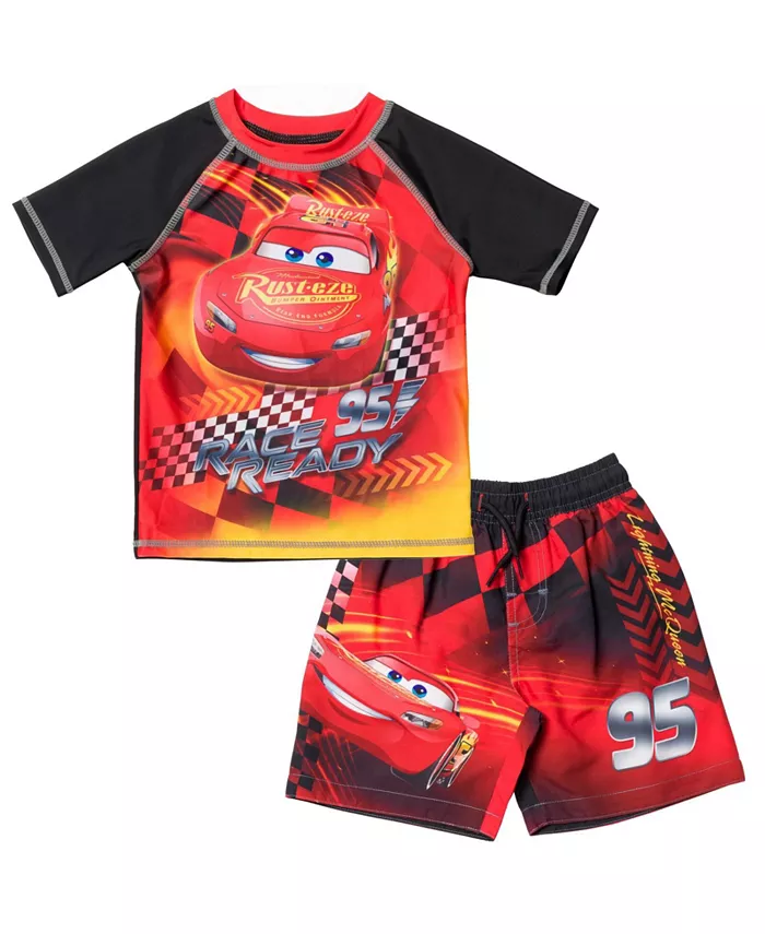 

Детский комплект для плавания "Disney Pixar Lightning McQueen": рашгард и плавки Cars, мультиколор
