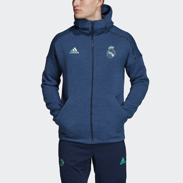 Куртка colorblock casual sports soccer/football real madrid hooded jacket navy blue Adidas, синий — фото 4