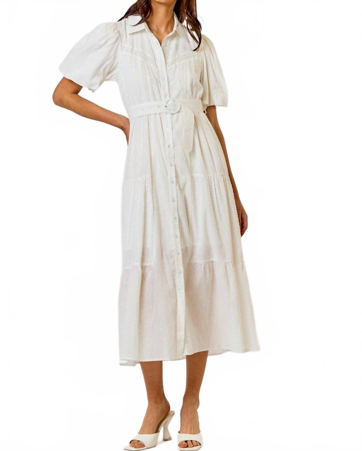 

Lalavon Платье-миди Frankie Button Down многоярусное, кремового цвета