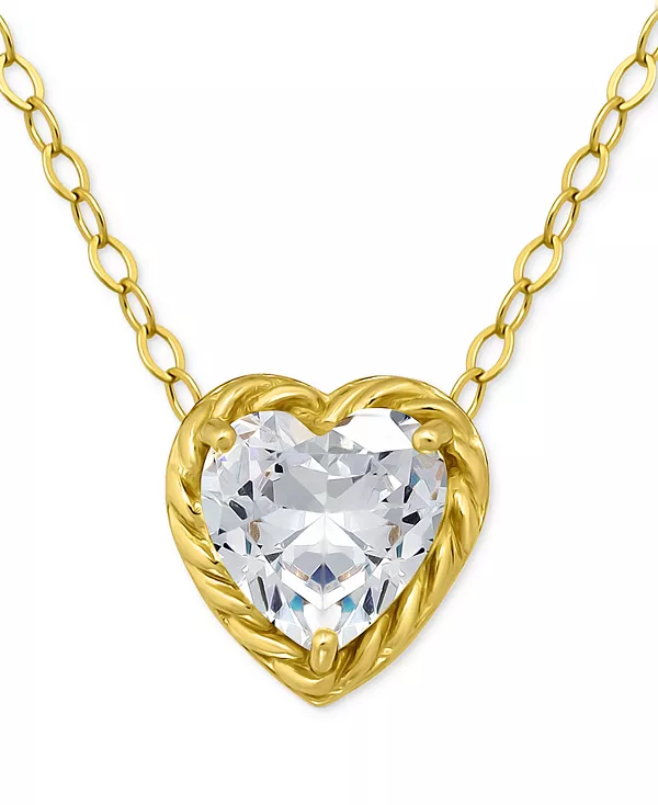 

Ожерелье с подвеской в форме сердца из кубического циркония, 16 дюймов + удлинитель 2 дюйма, эксклюзивно в Macy's Giani Bernini, gold