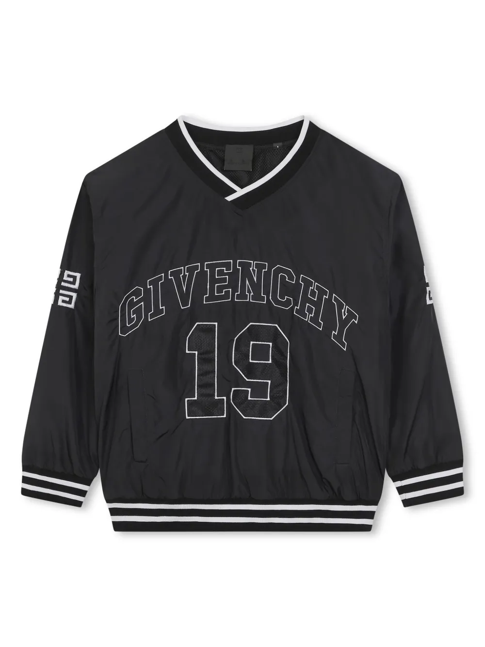 

Толстовка с V-образным вырезом и вышитым логотипом Givenchy Kids, черный