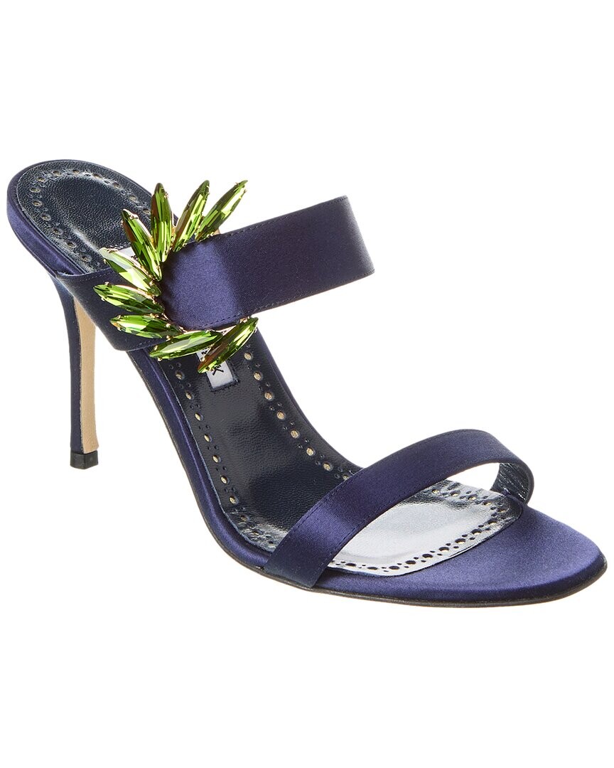 Атласные сандалии Manolo Blahnik Chivela 90, синий