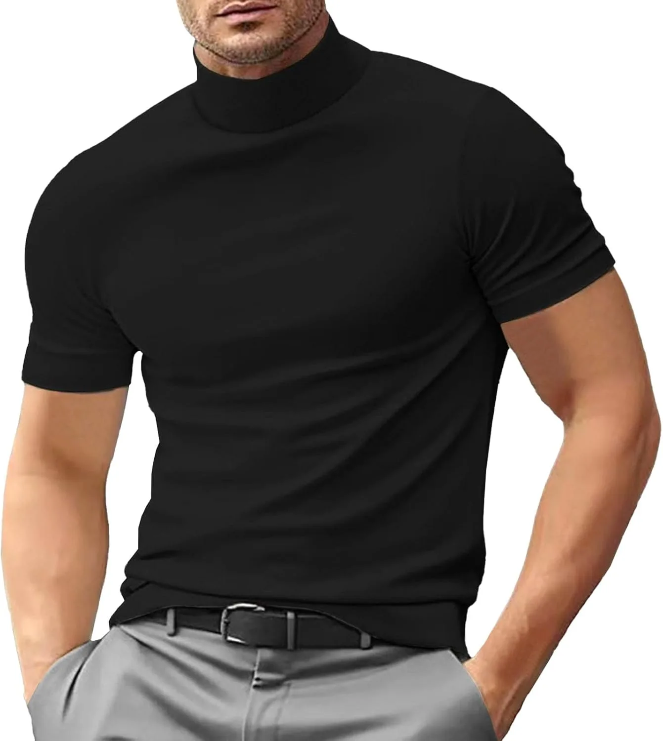 Мужская футболка-водолазка с коротким рукавом Slim Fit