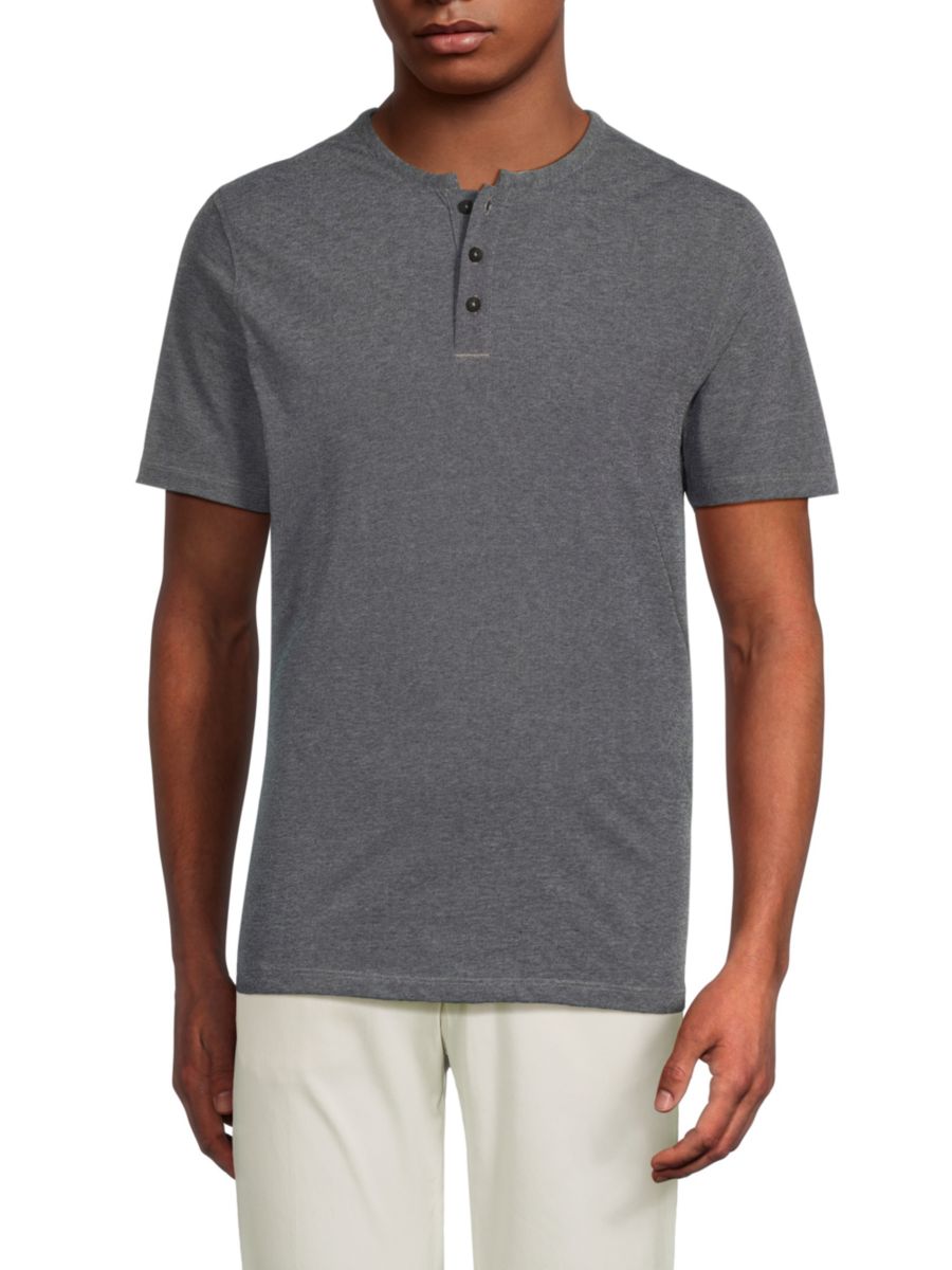 

Рубашка хенли из меланжевого цвета Kenneth Cole, цвет Black Heather