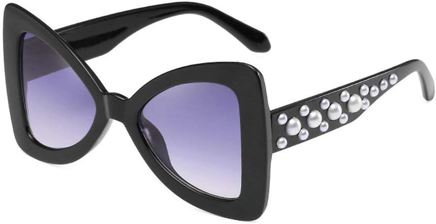 

Женские солнцезащитные очки ручной работы с жемчугом, большого размера, в форме бабочки, летние стильные солнцезащитные очки-бабочки, защита от ультрафиолета UV400 willochra, Black