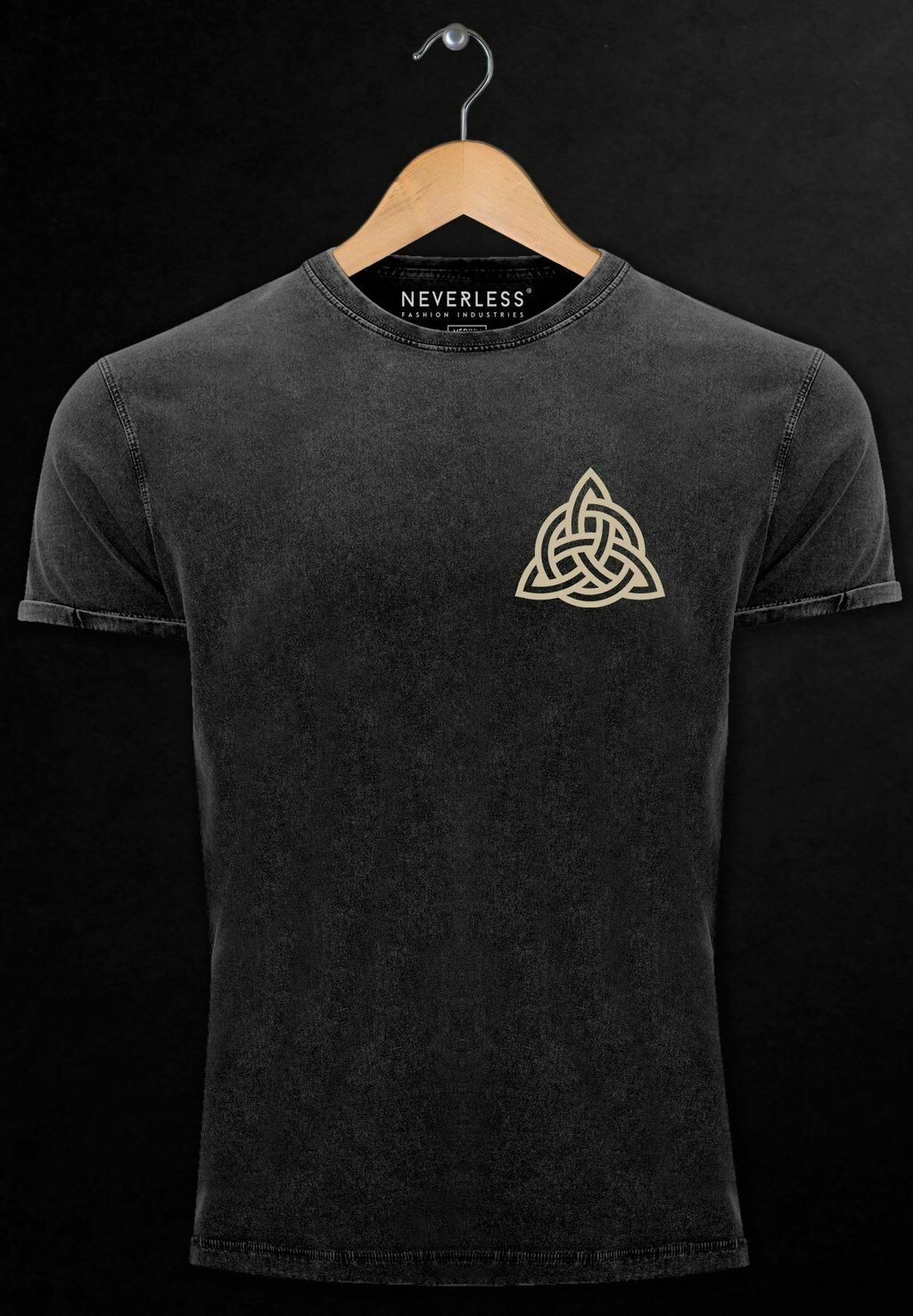 

Футболка с принтом VINTAGE LOGO WIKINGER NORDISCHE MYTHOLOGIE VALKNUT WOTANSKNOTEN VALHALLA Neverless, черный