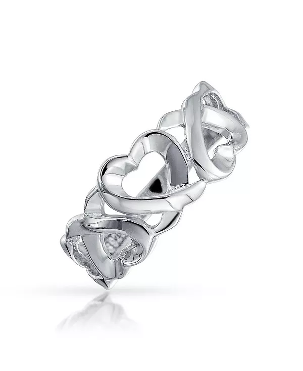 

Дружба, лучшие друзья, открытое сердце, объятия, поцелуи, кольцо вечности, кольцо-обещание из стерлингового серебра Bling Jewelry, grey