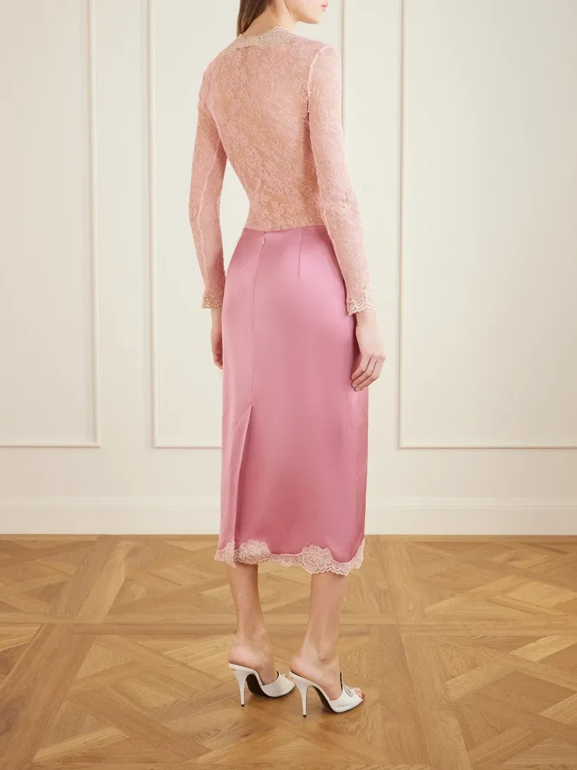 Боди из эластичного кружева VALENTINO GARAVANI, розовый — фото 3