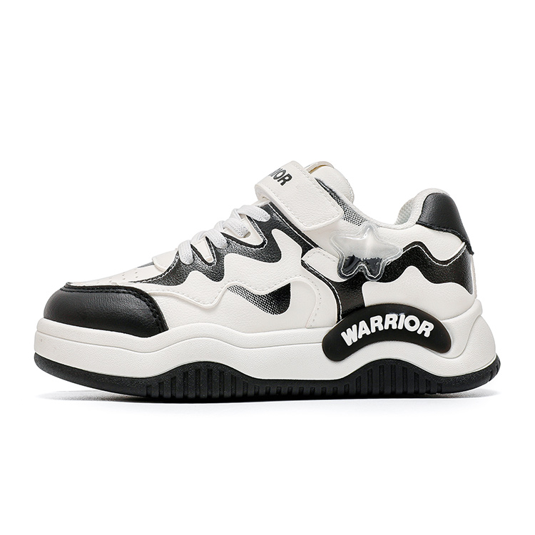 

Абразивостойкие легкие амортизирующие нескользящие низкие детские кроссовки для скейтбординга WARRIOR, белый черный