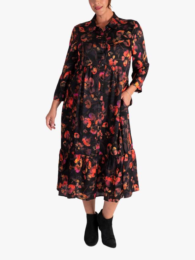 

Флоральное платье-рубашка миди chesca, Black/Red