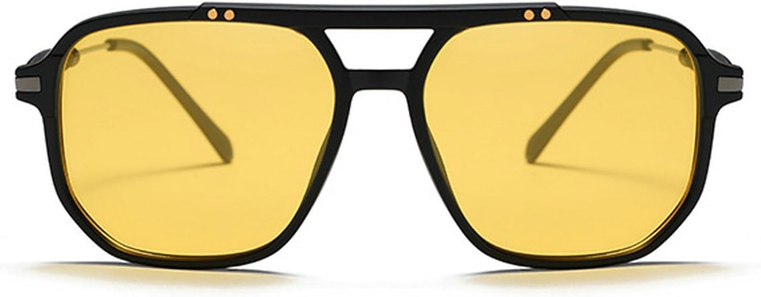 

Ретро квадратные солнцезащитные очки для женщин, очки-пилот для мужчин, винтажные большие очки с двойной перемычкой, очки для рыбалки на открытом воздухе mincl, Yellow