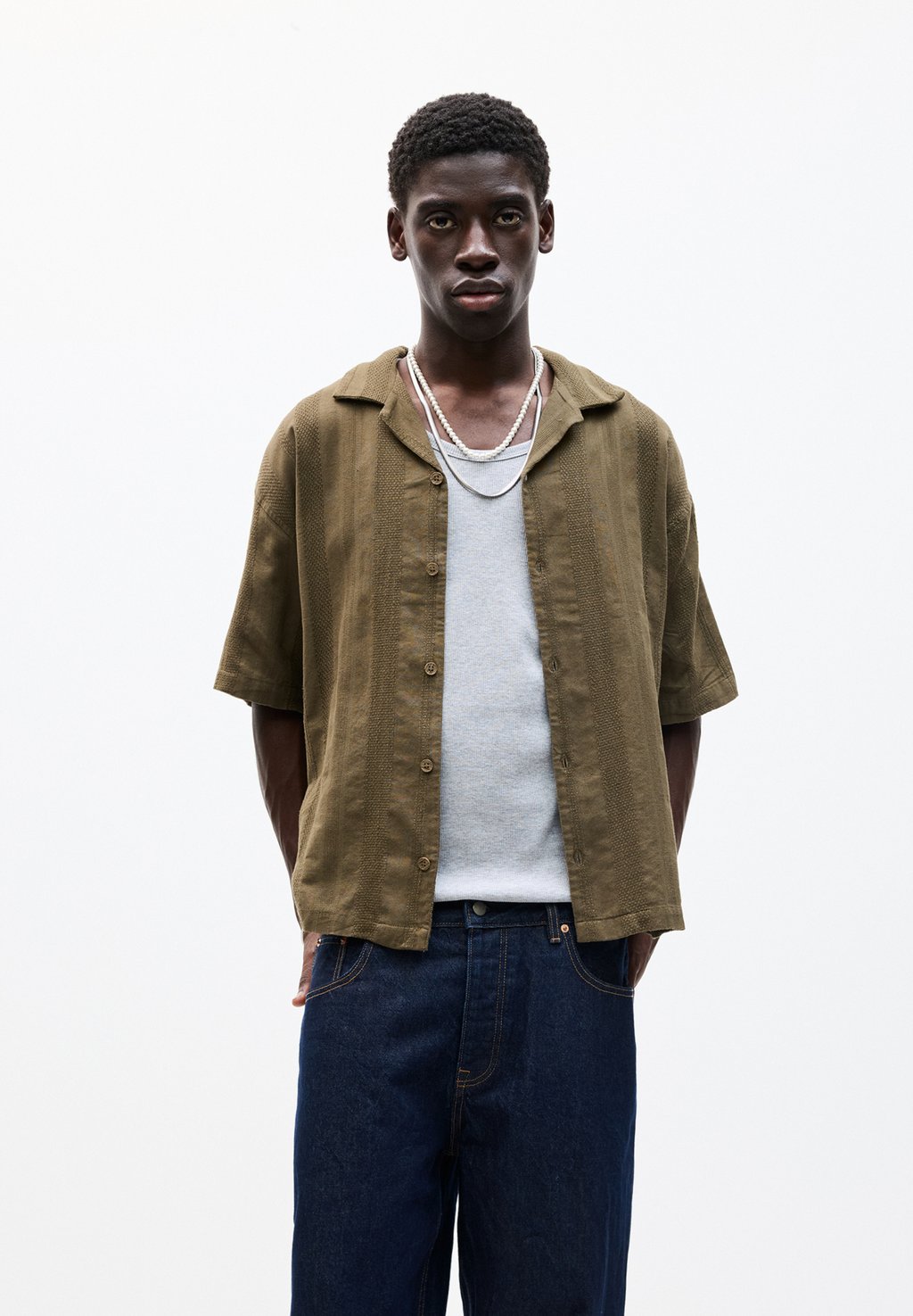 

Рубашка SHORT SLEEVE RUSTIC PULL&BEAR, зеленый