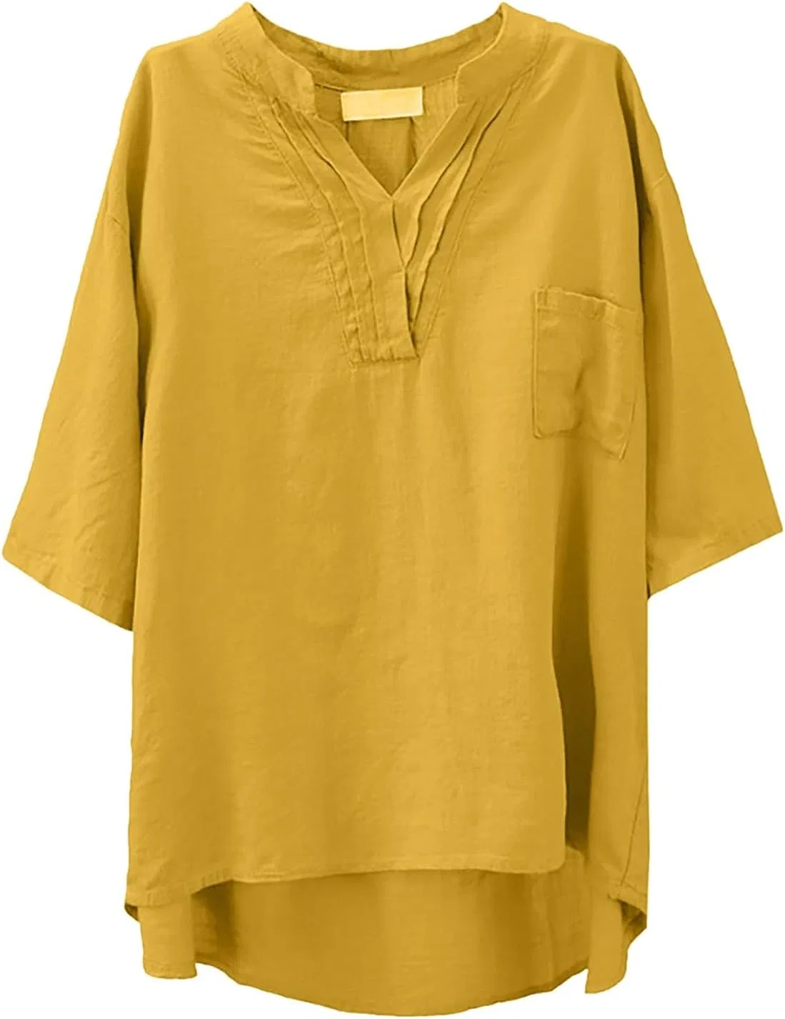 Футболка женская из хлопка и льна T-Shirt, бренд, желтый
