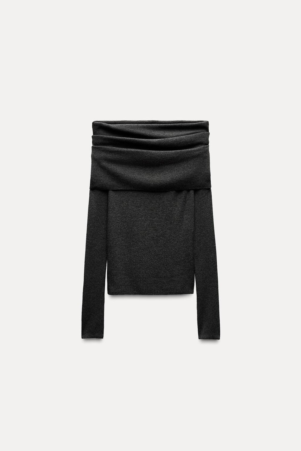 

Трикотажный топ с открытыми плечами ZARA, темно-серый мергель