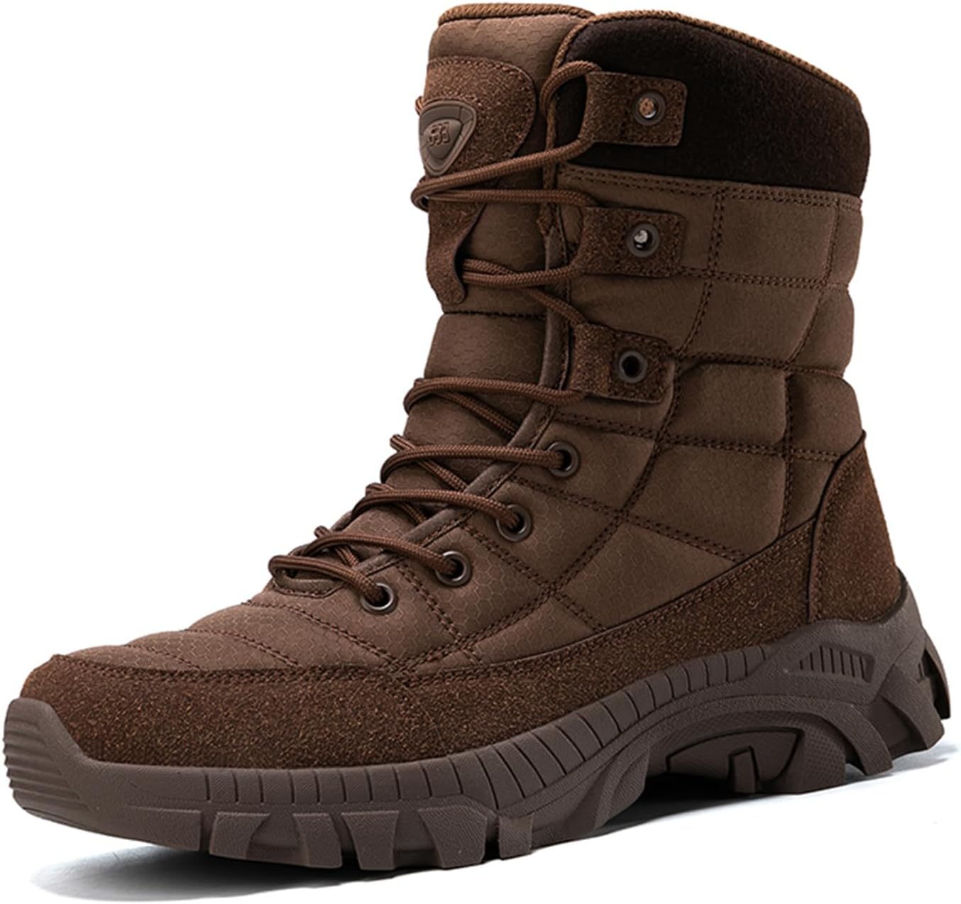 

Мужские зимние тактические ботинки TengfeiFly с высоким верхом, коричневый