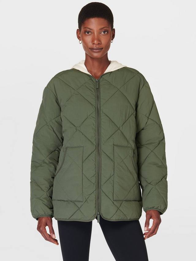 

На ходу стеганая куртка Sweaty Betty, цвет Ivy Green