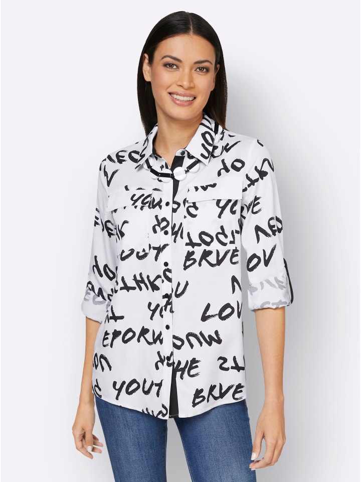 

Creation L Белая и черная блузка с принтом