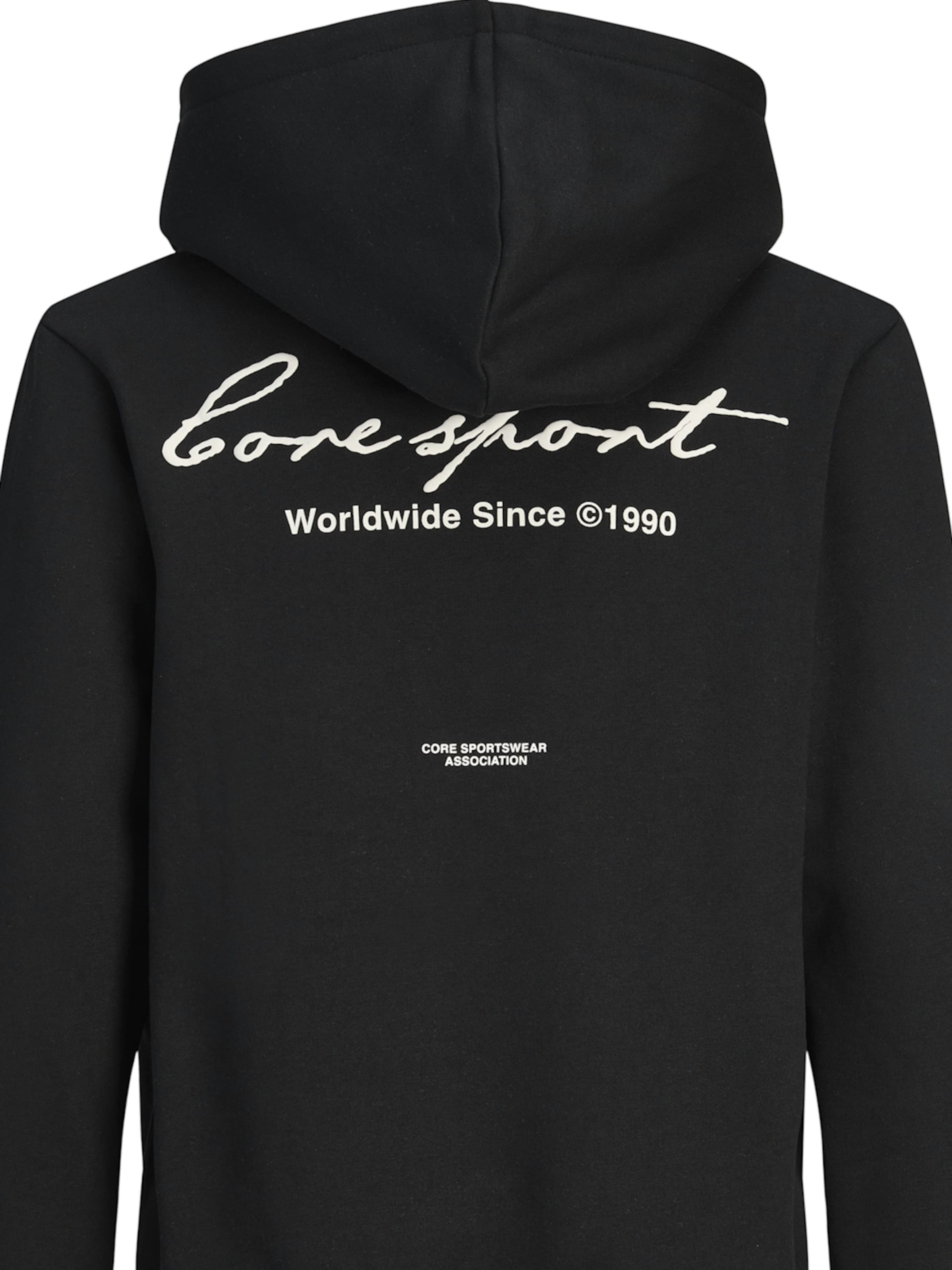 Jack & Jones Junior Толстовка 'Dust Script' в черном цвете — фото 3
