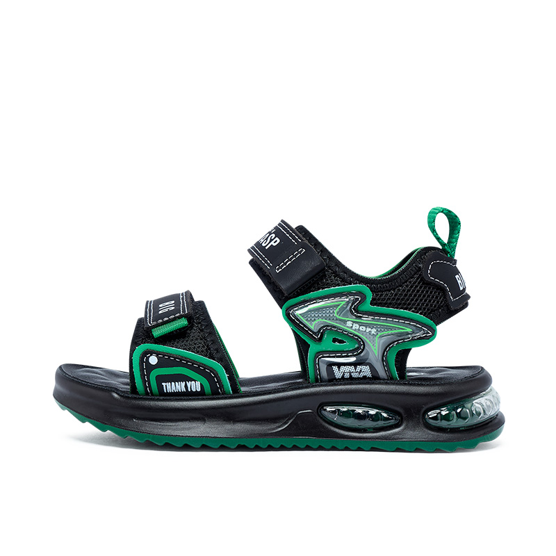 

Классные детские сандалии для мальчиков от 3 до 7 лет BIG WASP, черный/зеленый