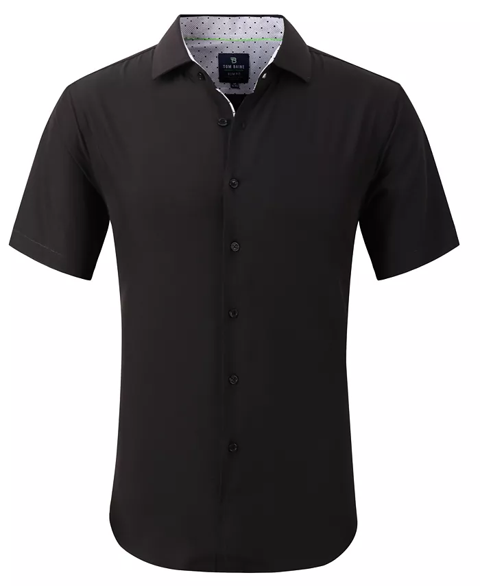 

Мужская облегающая рубашка с коротким рукавом Performance Button Down Tom Baine, черный