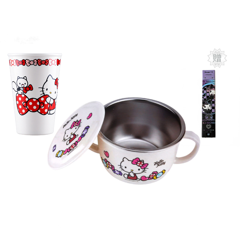 

Пластиковые стаканы для воды Sanrio, Kt European Cup + Stainless Steel Bowl + Sanrio Blind Box Pen Random Model