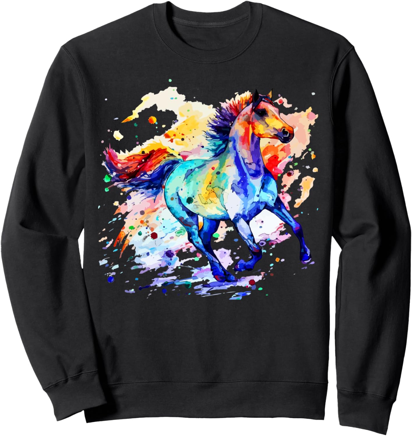 

Лошадь, толстовка с рисунком лошади, выполненным акварелью вручную Horse, Watercolor Hand-Drawn Horse, черный