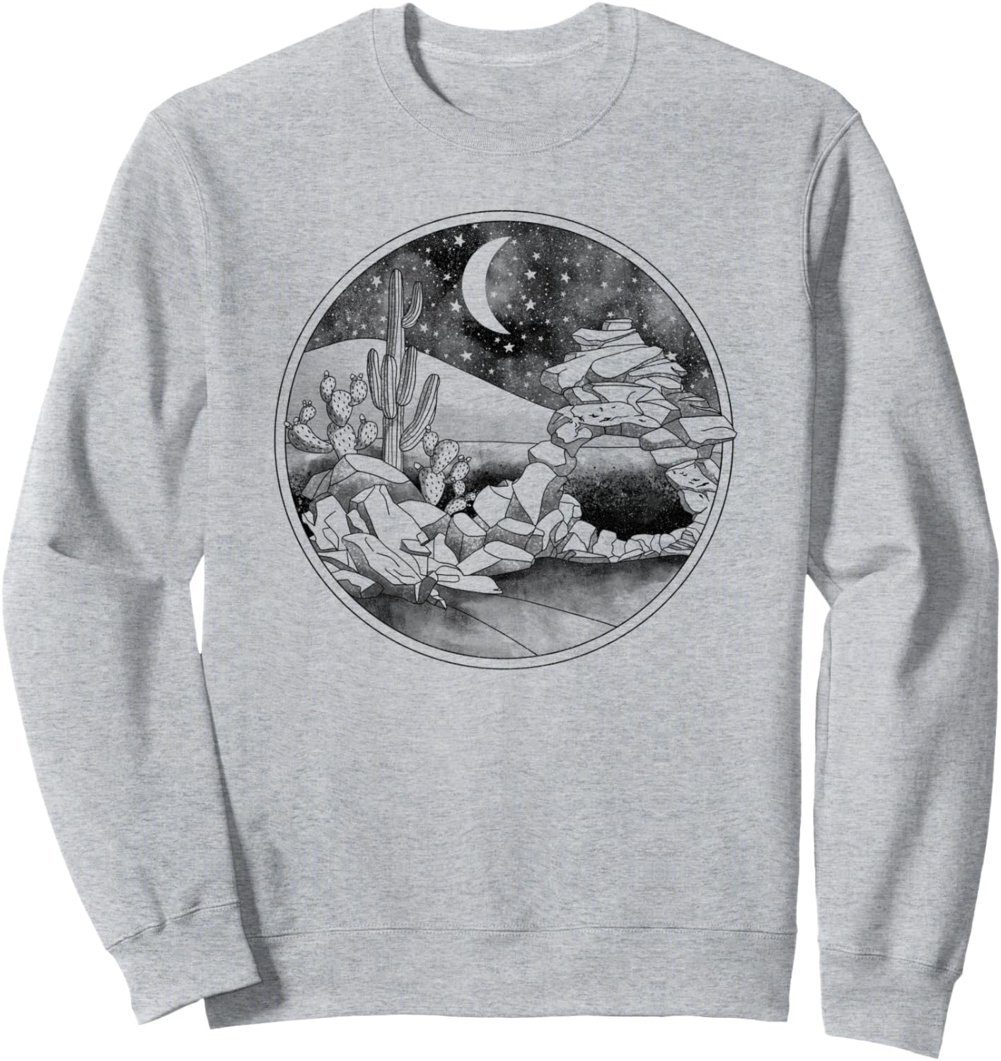 

Толстовка с круглым рисунком «Ночная пустынная сцена» Trendy Apparel, серый