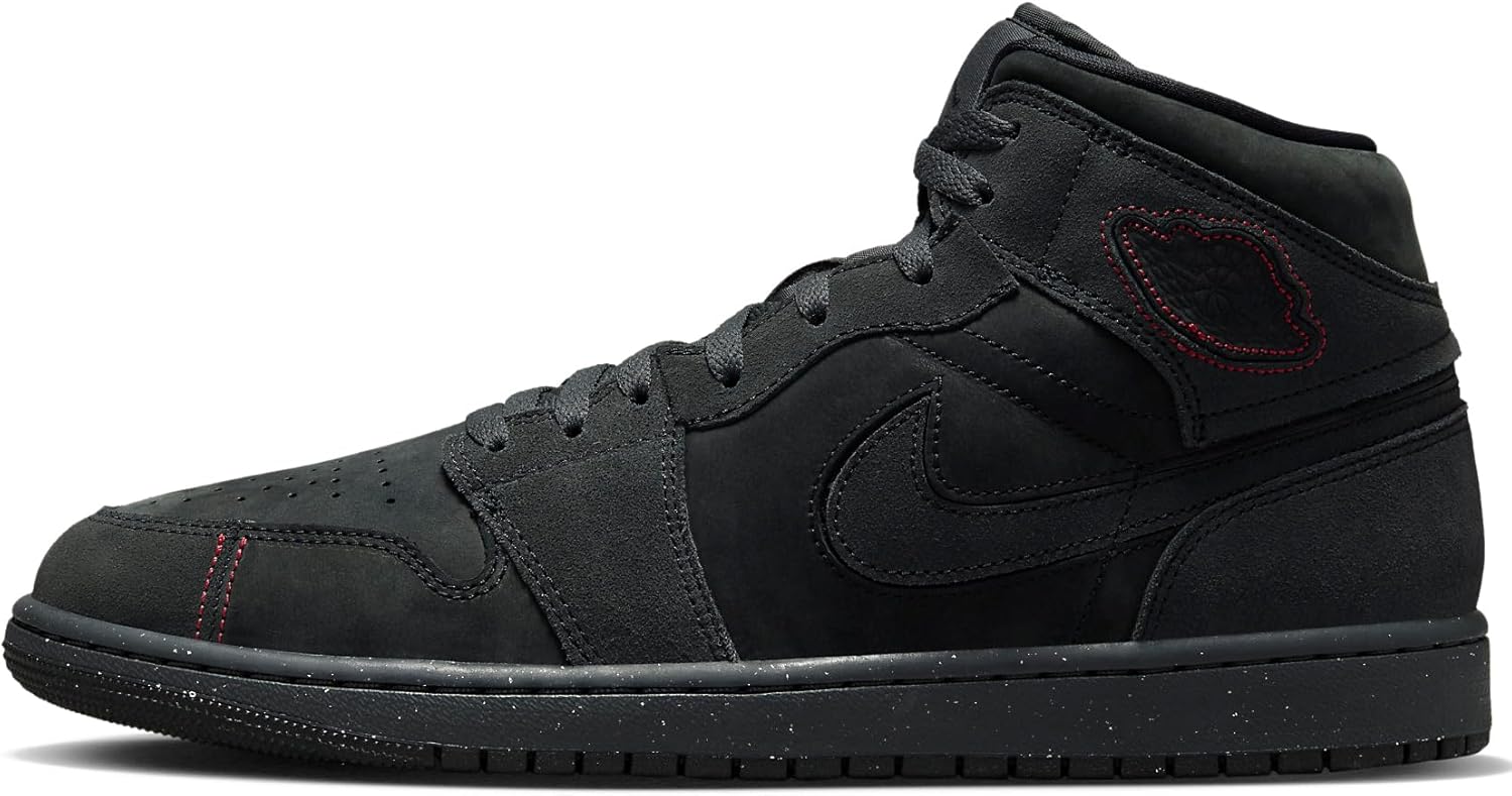 

Кроссовки Nike Air Jordan 1 Mid SE для мужчин, Dark Smoke Grey Varsity Red Black