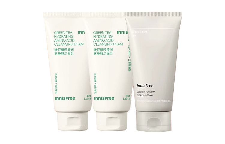 Набор очищающих средств Innisfree: Green Tea 150 г х 2 + Volcano 150 мл — фото 2