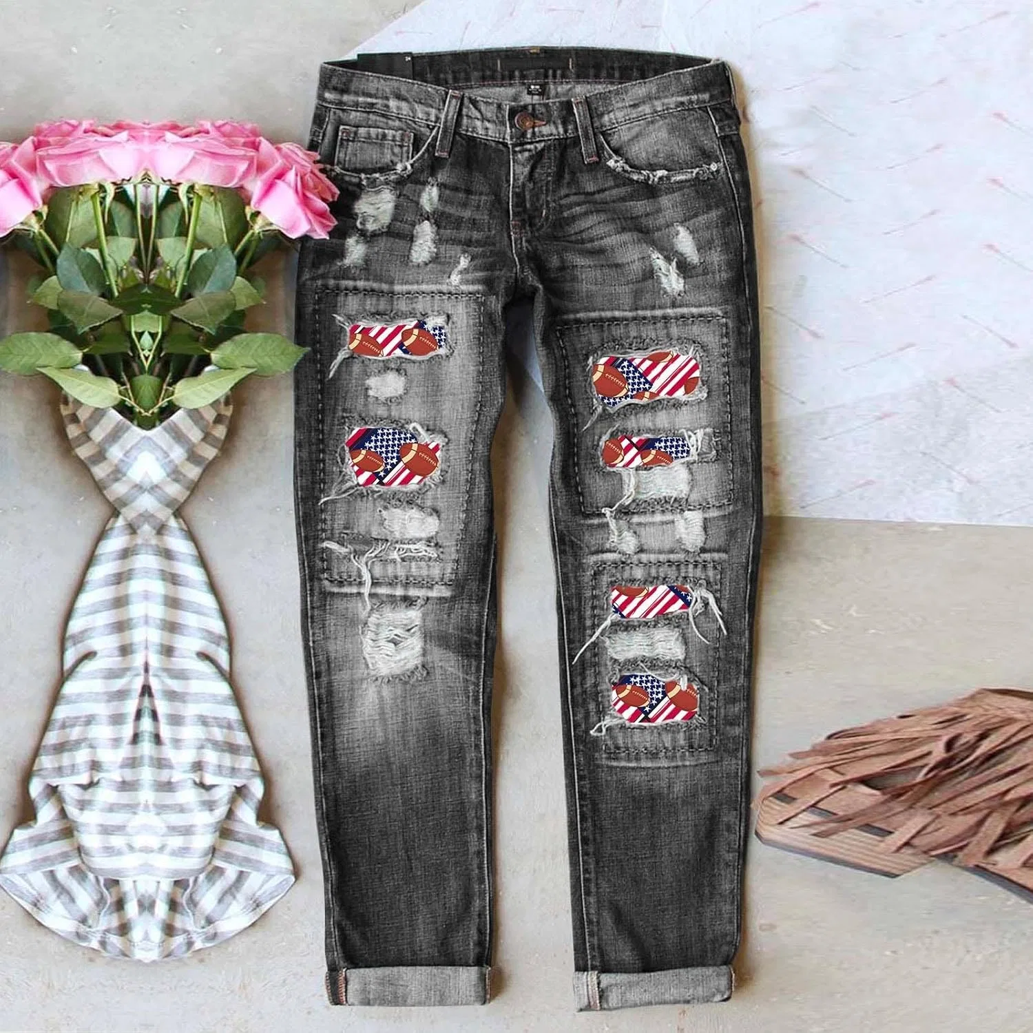 Джинсы свободного кроя, Wide Leg Jeans, Dark Grey — фото 2