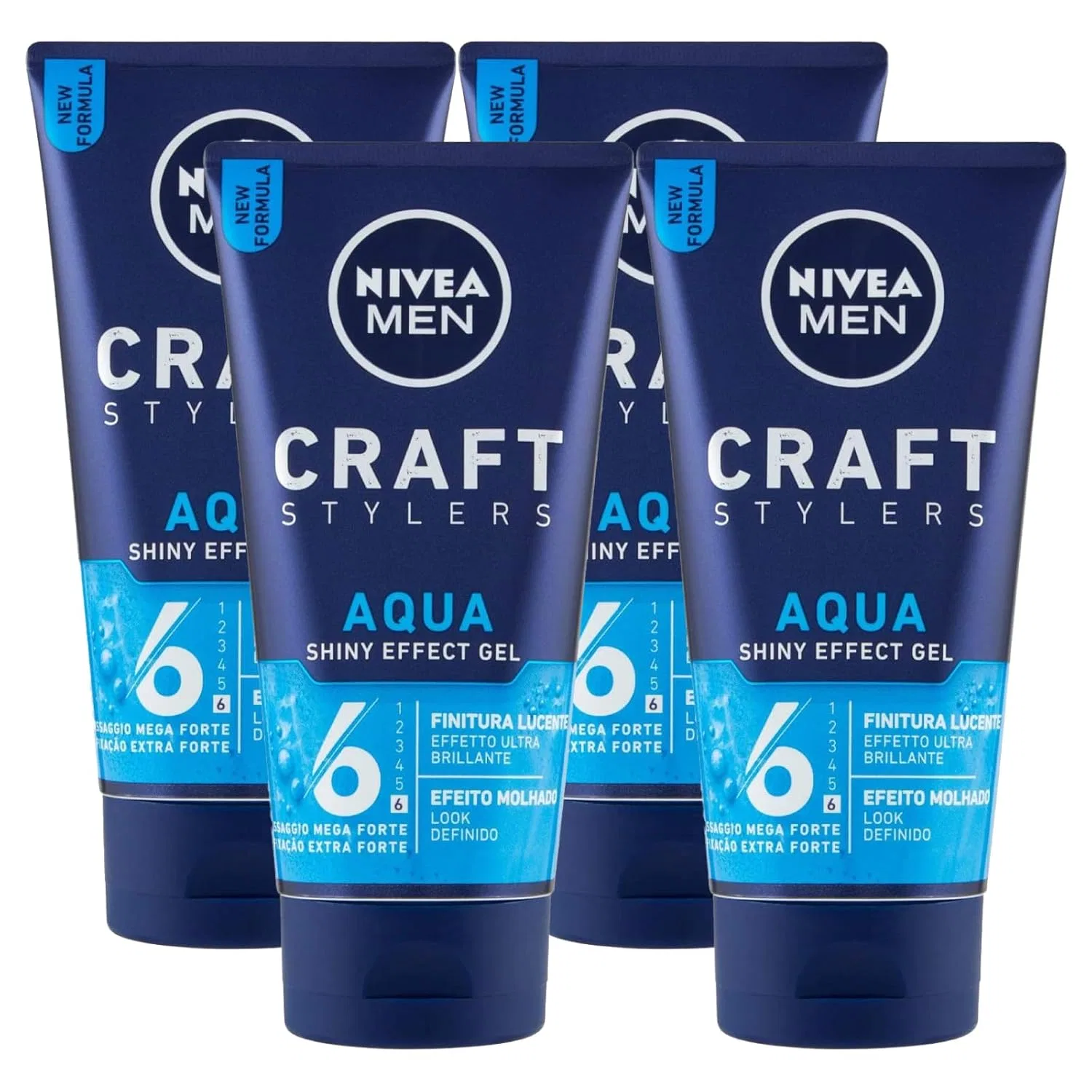 Гель для волос Nivea Men Craft Stylers Aqua Shiny Effect Mega Strong Shiny Finish, 4 x 150 мл Nivea