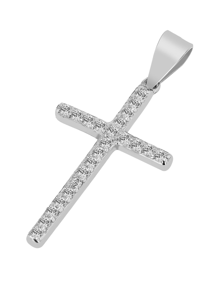 

Adeliás Женский кулон - крестик из серебра 925 пробы с кубическим цирконием в серебряной оправе