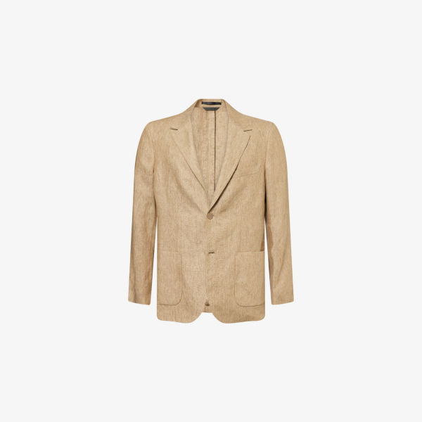 

Блейзер Sunspel из льна классического кроя, бежевый