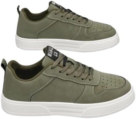 

Мужские повседневные кеды для скейтбординга - однотонные всесезонные низкие кроссовки с шнуровкой, верх из ПУ, внутренняя часть из ткани, подошва из ПВХ, тканая стелька, круглый носок для повседневной носки Fmshi, зеленый