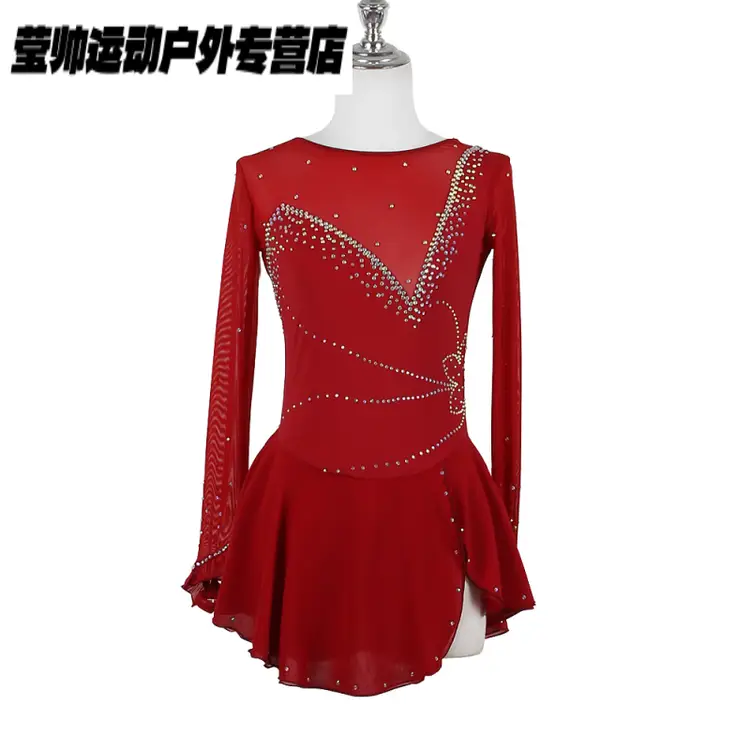 

HEAD Платье для фигурного катания Custom Design для девочек, юбка для соревнований и экзаменов, цвет wine red, размер XXS