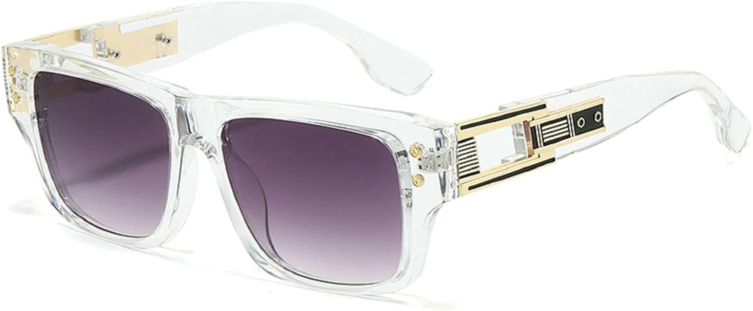 

Мужские солнцезащитные очки большого размера, классические квадратные, 2025 год, роскошные винтажные, модные, ретро, ​​для вождения, защита от ультрафиолета UV400 mincl, Clear Gray