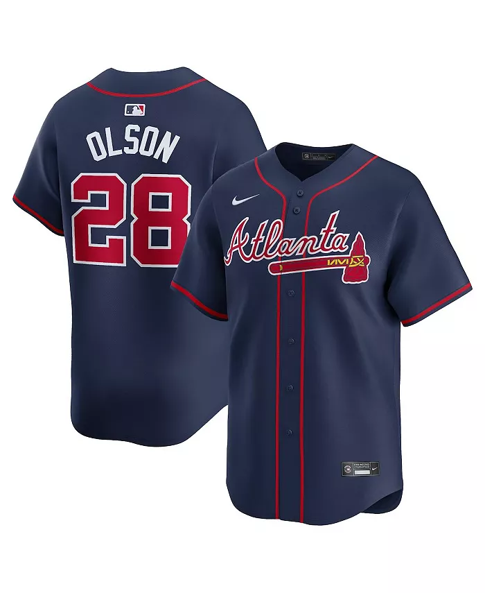 

Мужская ограниченная альтернативная игровая футболка Matt Olson Atlanta Braves в синем цвете Nike