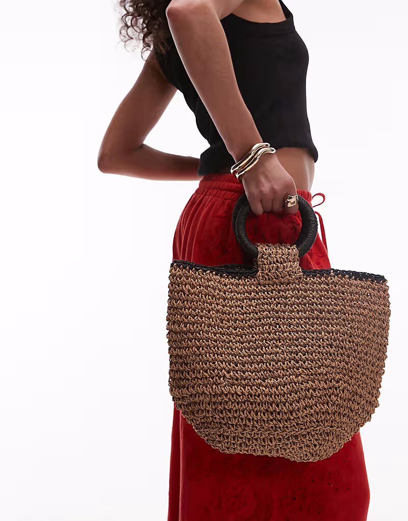 

Соломенная сумка Topshop Griffin Grab в натуральном и черном цвете