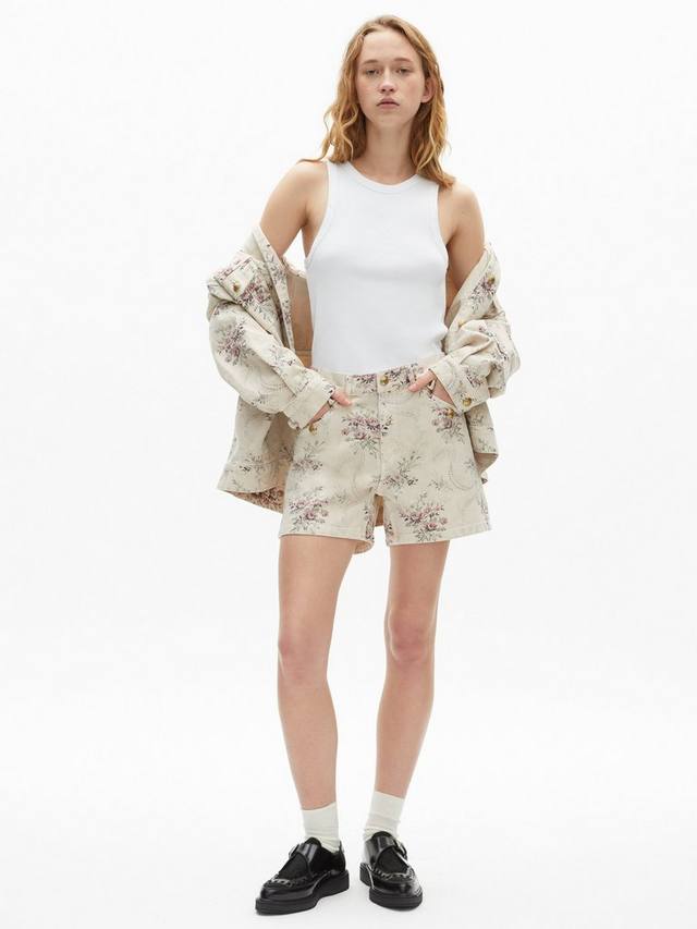 

Джинсовые шорты с цветочным принтом THE KOOPLES, Beige/Multi