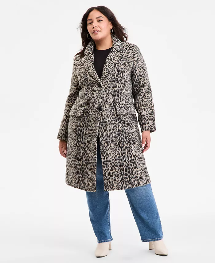 

Однобортное пальто больших размеров BCBGMAXAZRIA, коричневый/бежевый