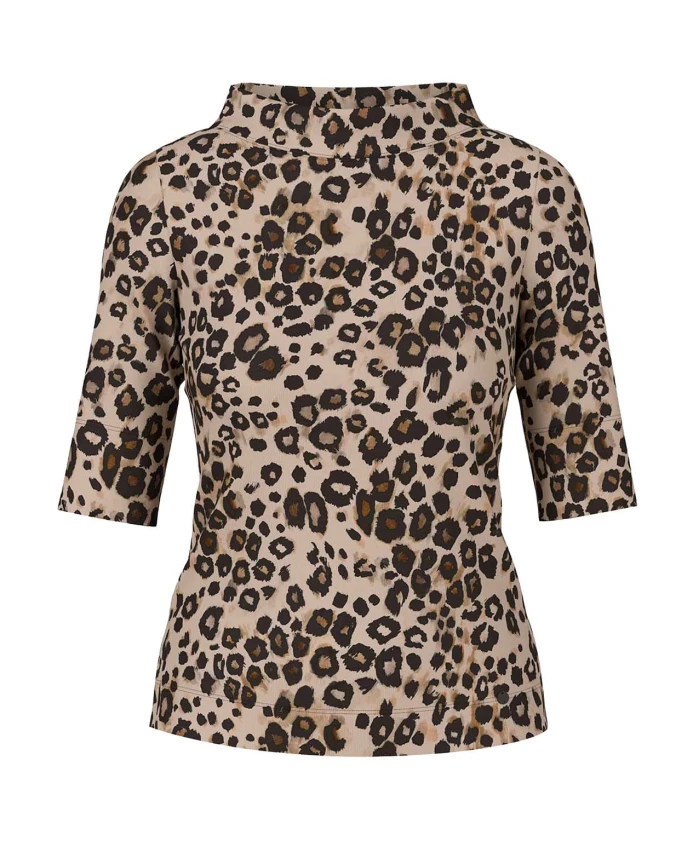 

Футболка с животным принтом и женственным силуэтом. Marc Cain, бежевый