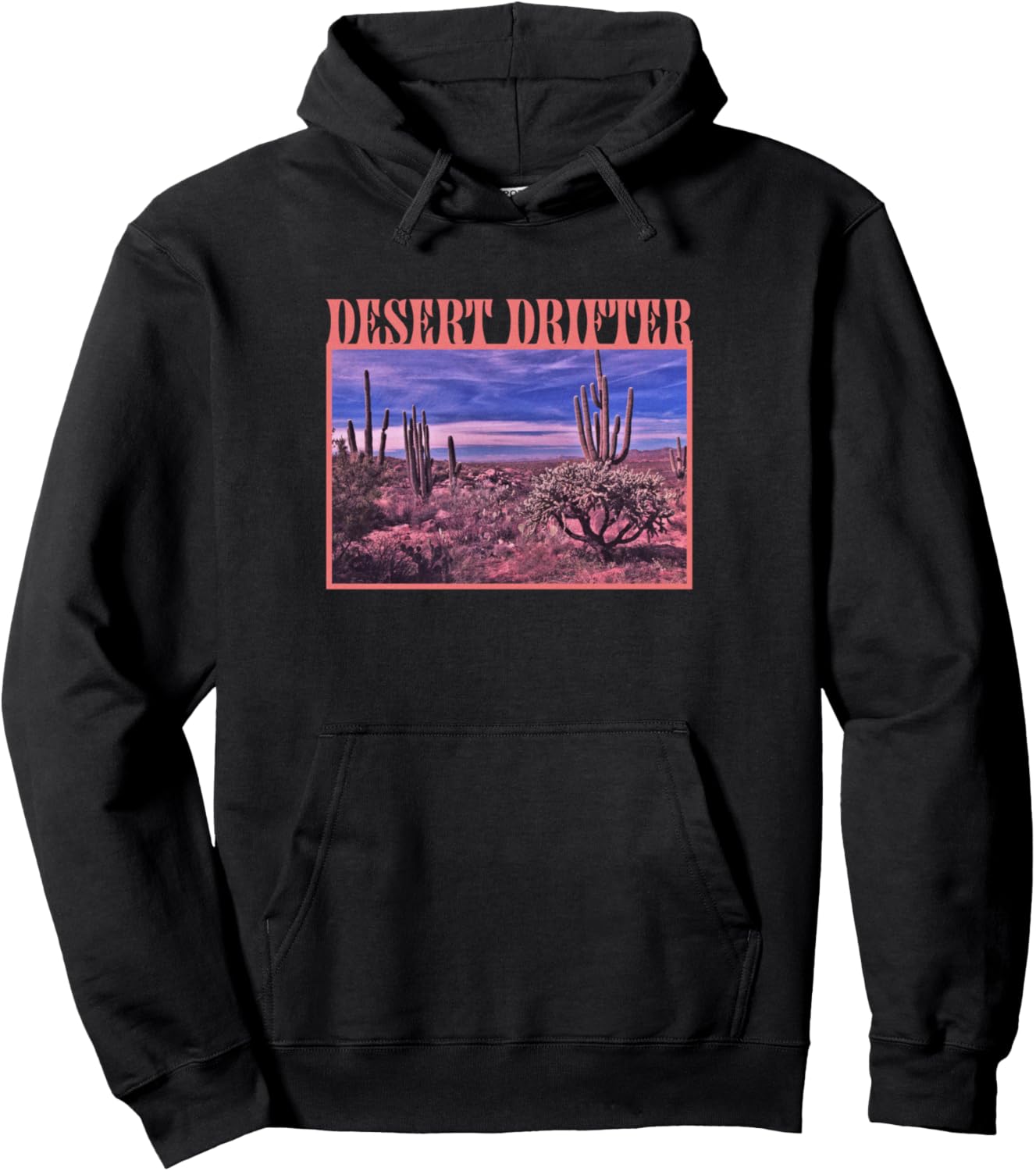 

Худи Desert Drifter Cactus Sunset Scene Trendy Apparel, черный