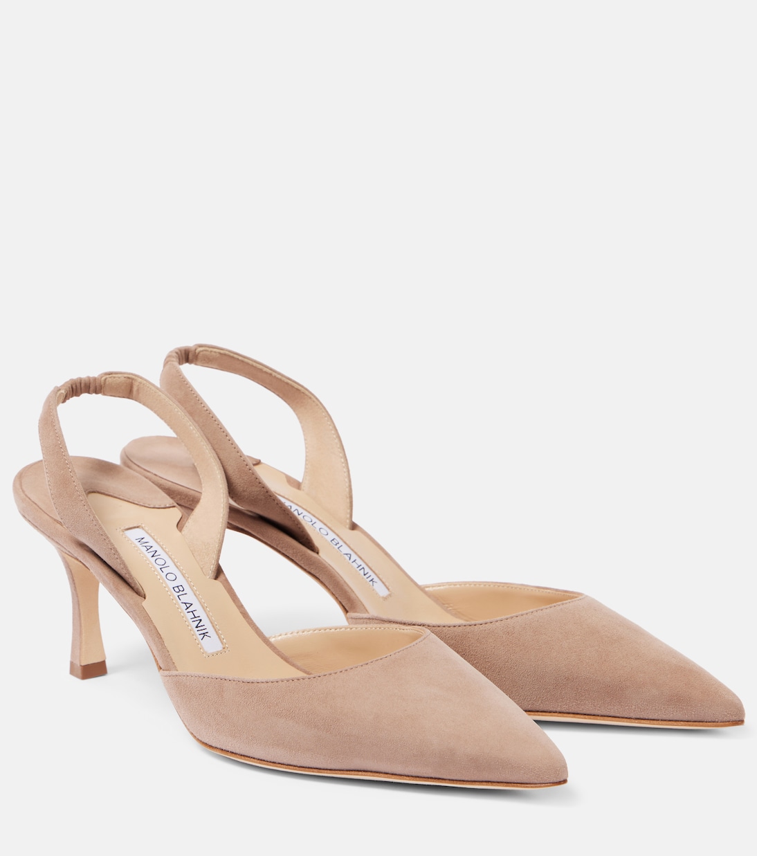 Кариолин 70 замшевые босоножки на шпильке с открытой пяткой Manolo Blahnik, 2504 Dnud