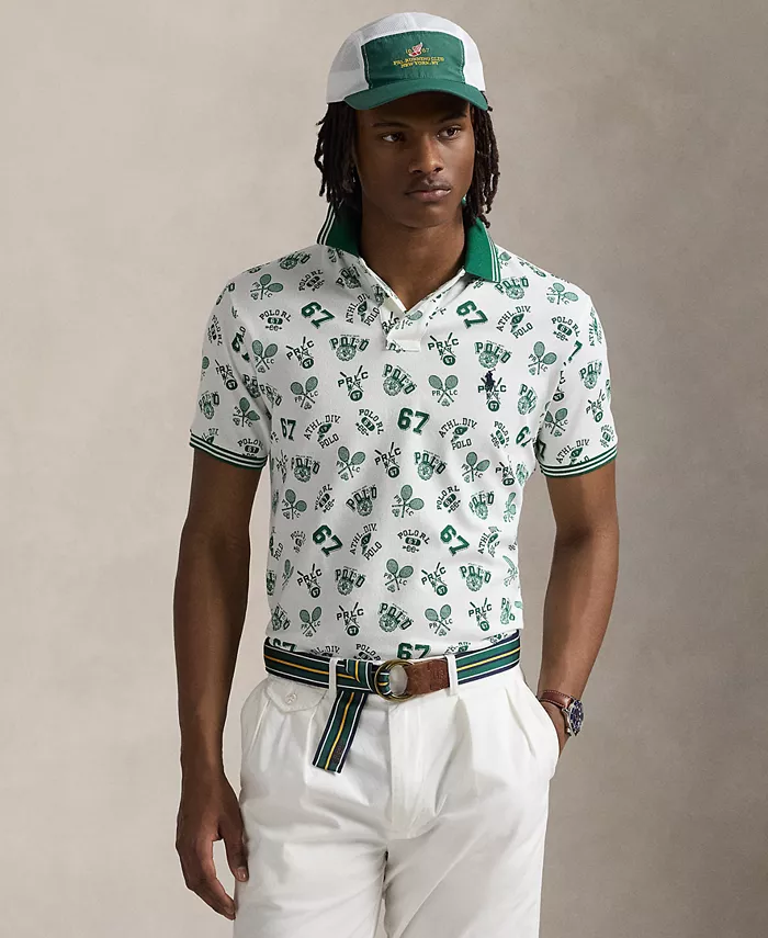 

Мужская классическая поло с принтом из сетчатой ткани Polo Ralph Lauren, белый