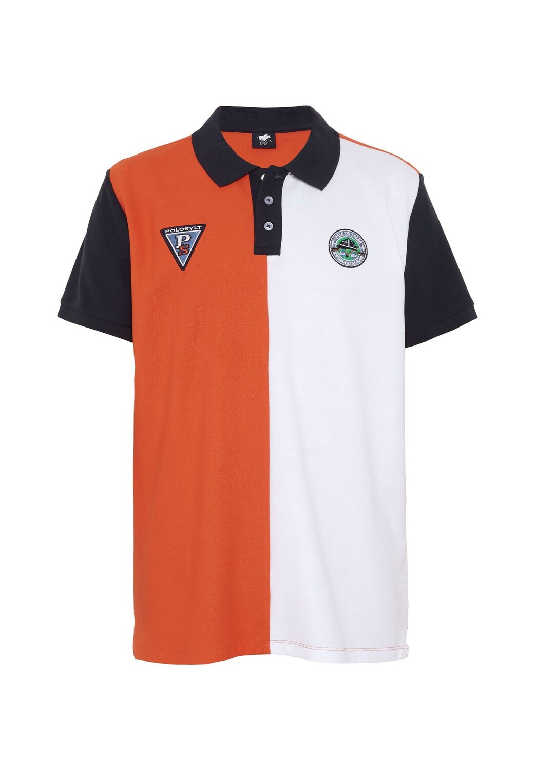 

Поло в стиле колор-блок с нашивками POLO SYLT, цвет 2110 Orange/white