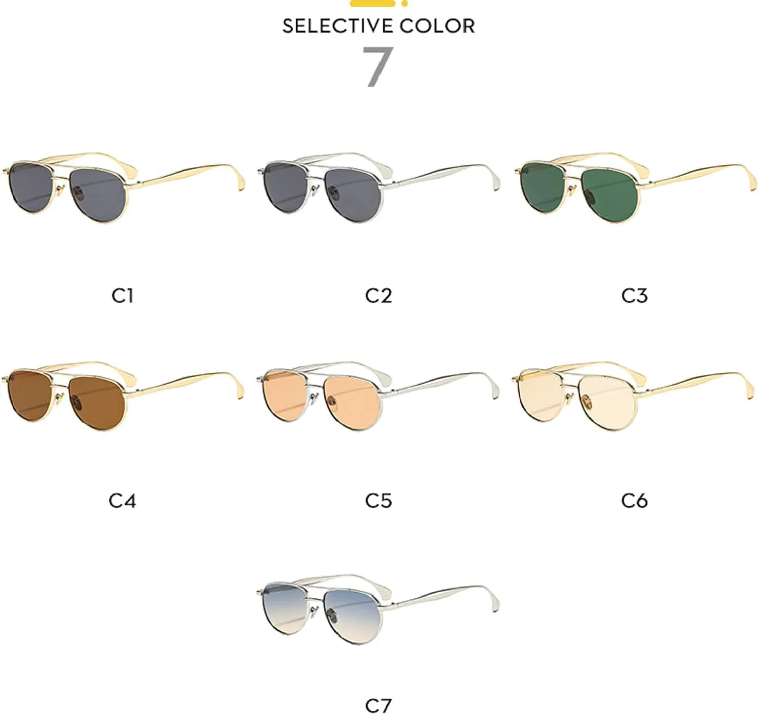 

Ретро-солнцезащитные очки-пилот для женщин и мужчин в стиле 70-х годов, маленькая металлическая оправа, двойные линзы, защита от УФ-излучения UV400 mincl, C4