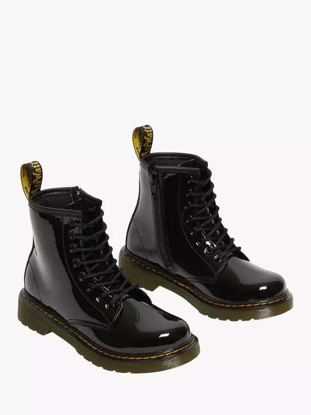 Детские лакированные ботинки на шнуровке 1460, черные Dr. Martens — фото 3