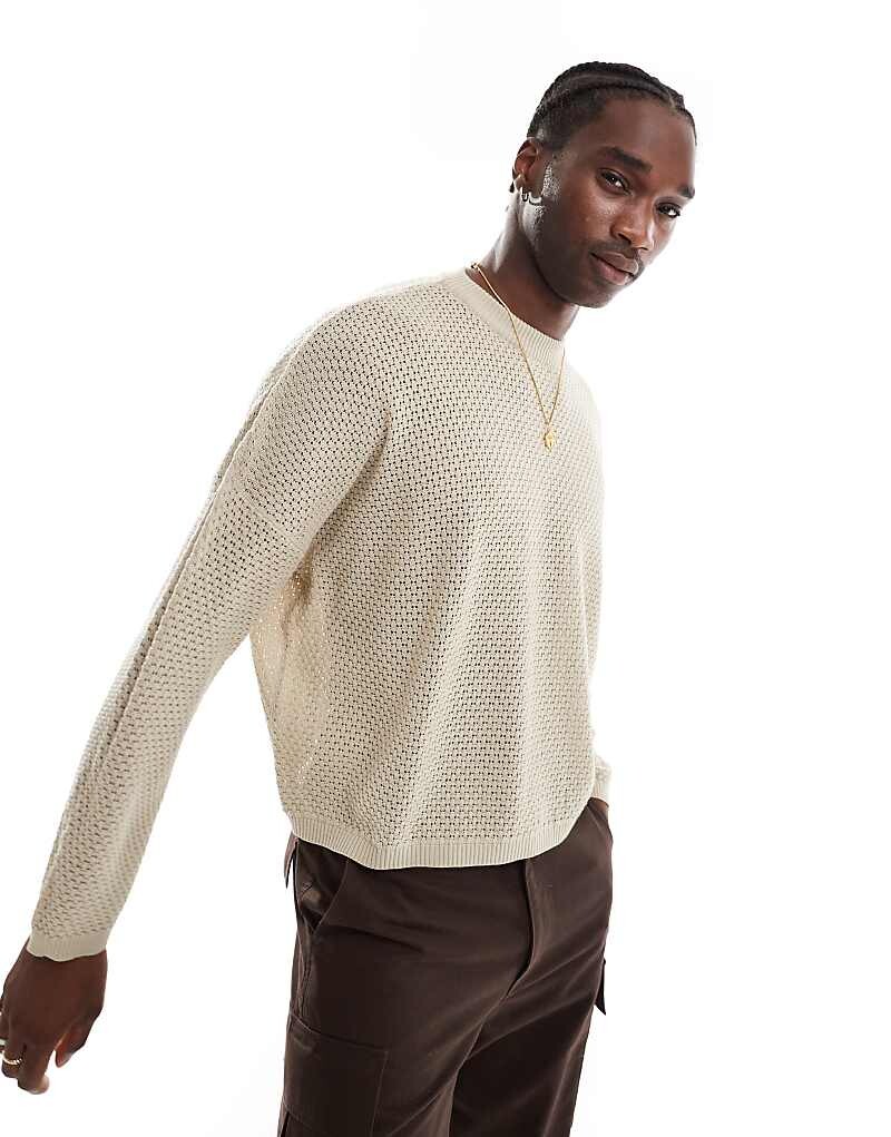 

Укороченная футболка оверсайз с длинными рукавами и стежками ASOS DESIGN